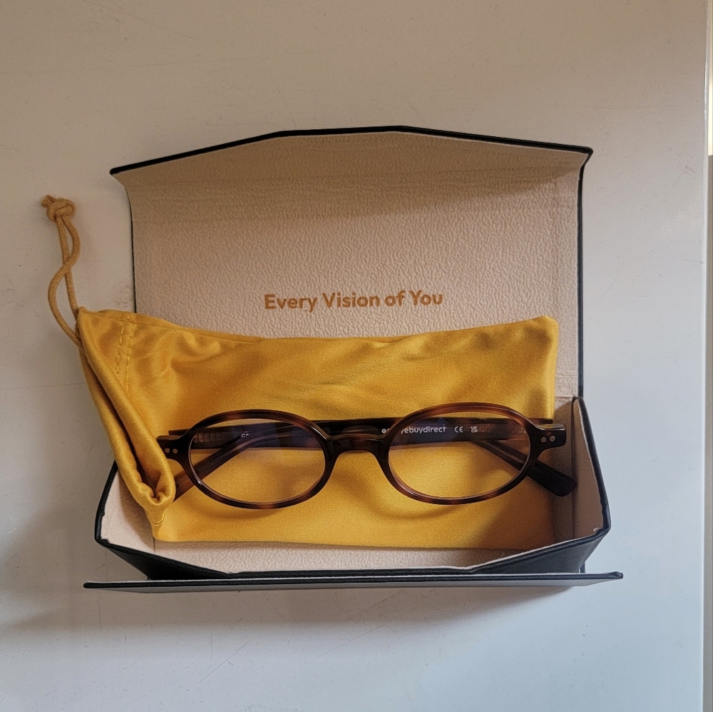 Aven Glasses EyeBuyDirect eyeglasses oval Tortoise Shell With Case and Tote - Picture 2 of 7
